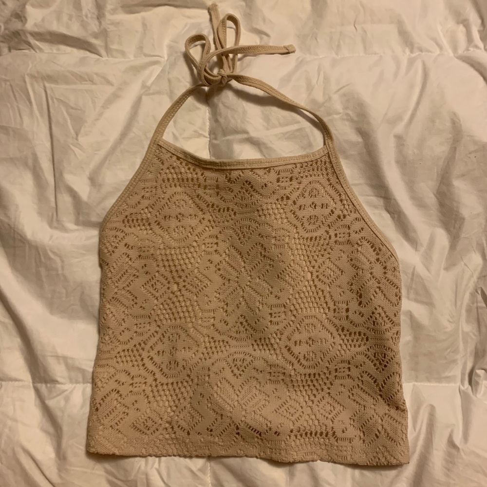 NWOT, Cream Laced Haltertop